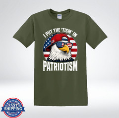 I Put The Tism In Patriotism Funny Eagle USA Flag T-Shirt