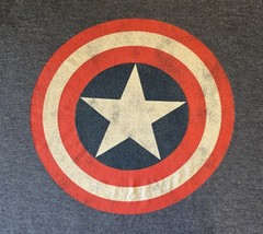 Marvel T-Shirt Captain America Distressed Shield Graphic Logo Blue Size Large