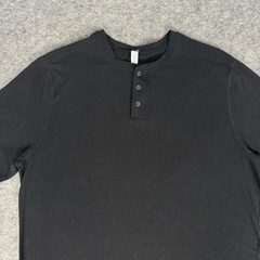 Vuori Henley T Shirt Mens Large Black Ever Short Sleeve 1/4 Button Cotton Blend