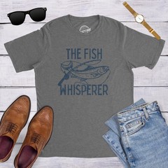 Mens The Fish Whisperer T Shirt Funny Fishing Lake Time Graphic Novelty Tee