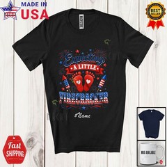 Custom Name Expecting Little Firecracker; 4th Of July Patriotic Pregnancy Shirt