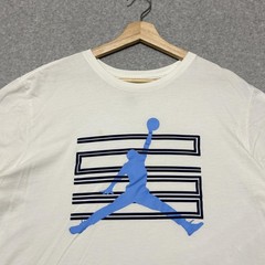 Jordan Shirt Mens XL White Blue Jumpman Logo Graphic Basketball Tee Cotton