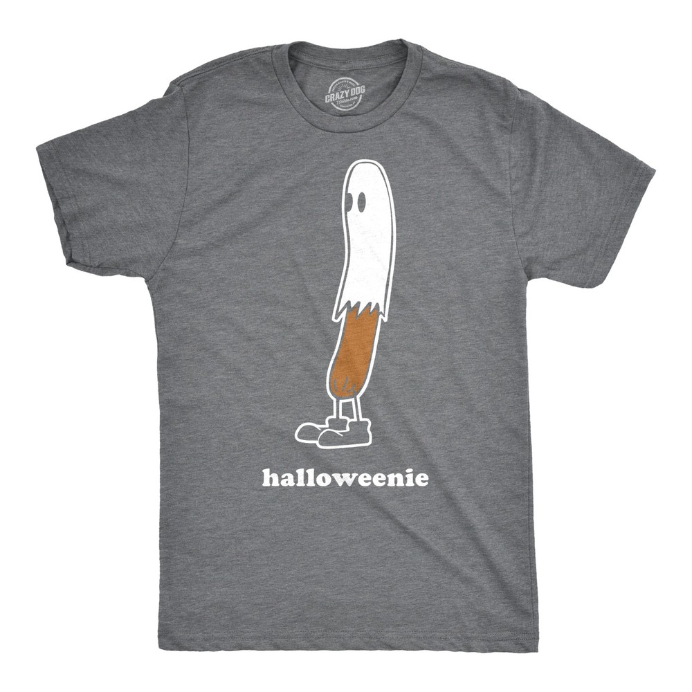 Mens Halloweenie T shirt Funny Ghost Hot Dog Tee Scary Halloween Costume T shirt