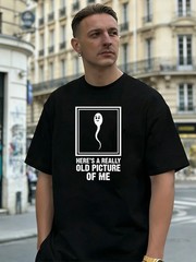 Cartoon Sperm Graphic 100% Cotton Men’s T-Shirt, Suitable for Daily Wear