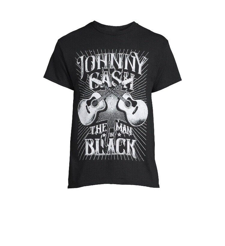 Johnny Cash The Man In Black Men’s Black Crewneck Graphic T-shirt Sz S Chest 35″