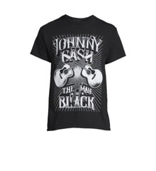 Johnny Cash The Man In Black Mens Black Crewneck Graphic T-shirt L Chest 43″ NWT