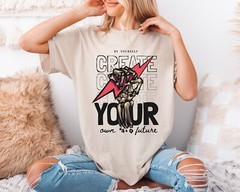 Skeleton Hand Lightning T-Shirt, Be Yourself Motivational Graphic Tee, Future In