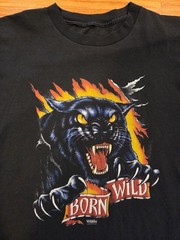 Born Wild Panther Shirt XL Double Sided Used Black 90’s Biker Motorcycle