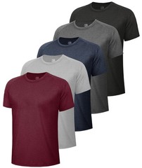 BOOJO 5 Pack Workout Shirts for Men-Quick Dry Black Gym Moisture Wicking Shor…