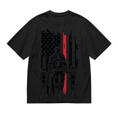Firefighter Dad Shirt American Flag Fireman Father Kids Graphic Tee Father’s Day