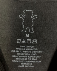 Grizzly Grip Tape Skater T-Shirt Men’s Medium Black w/Red Bear Logo SS New