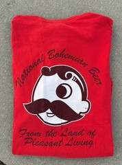 National Bohemian Beer Baltimore Maryland Tee Mens L Red Shirt Y2K Pleasant