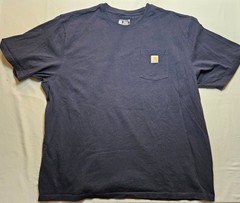 Carhartt K87 Men T-Shirt 3 XL Navy Blue Cotton Loose Fit Workwear Pocket Used