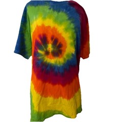 (2) Size L Tie Dyed T Shirts NWOT Hanes & Gildan Green Blue Yellow Orange Red