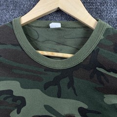 VTG 80’s Woodland Camo Pocket T Shirt Mens S Green Paper Thin Single Stitch