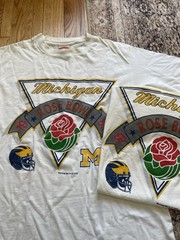 2 Vintage Michigan Wolverines 1989 Rose Bowl T Shirt XL/L Single Stitch USA 80s