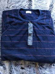 Men’s Lucky Brand L.S. Henley Multi Color Striped XXL. Pre-Owned.