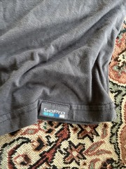 GoPro gray t-shirt blue graphic and logo size small made in usa good condition