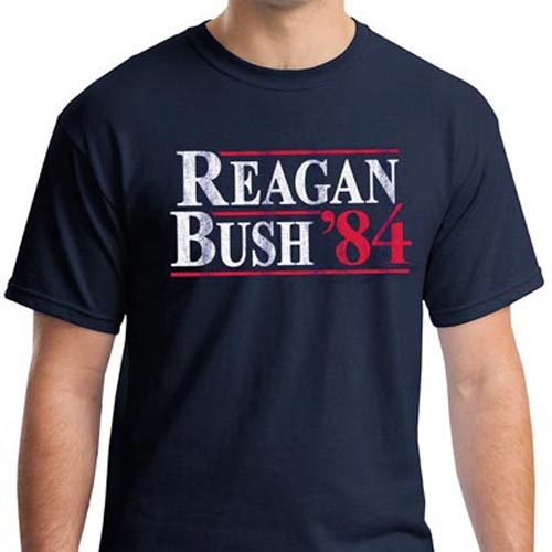 REAGAN BUSH 84 Retro Tee Shirt Ronald George HW vintage Republican Election 1984