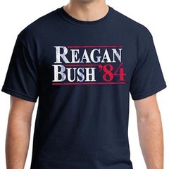 REAGAN BUSH 84 Retro Tee Shirt Ronald George HW vintage Republican Election 1984