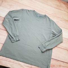 Uniqlo AIRism Shirt Mens Extra Large Green Cotton Crew Neck Long Sleeve T-Shirt