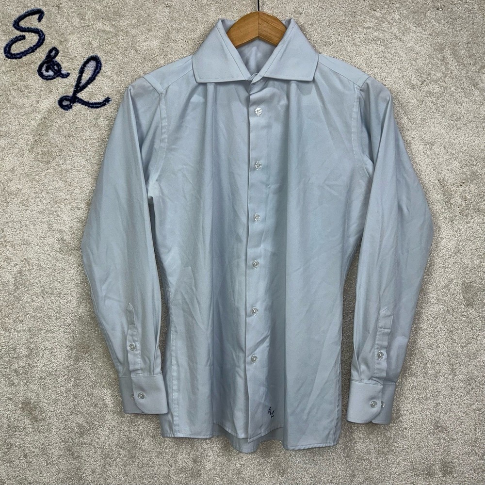 State & Liberty Athletic The Javier Pale Blue Spread Collar Stretch Button Shirt