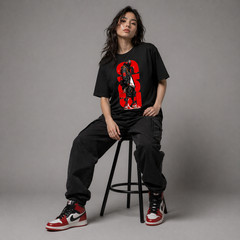 Anime Cyberpunk Y2K Harajuku T-Shirt Graphic Tee Black Unisex Urban Streetwear