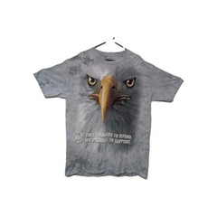 The Mountain Mens T-shirt Gray Face Of An Eagle We Promise To Defend XL #6734