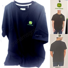 JOHN DEERE MEN’S EMBROIDERED VINTAGE LOGO T-SHIRT BLACK CREW NECK GREEN LOGO NWT