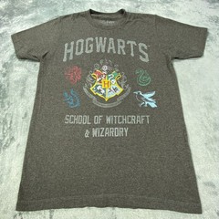 Harry Potter Hogwarts Shirt Small Gray School Of Witch Graphic Tee Wizarding