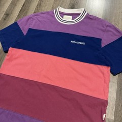 2019 Aime Leon Dore Striped Ribbed Collar Tee Purple Men’s Size Medium