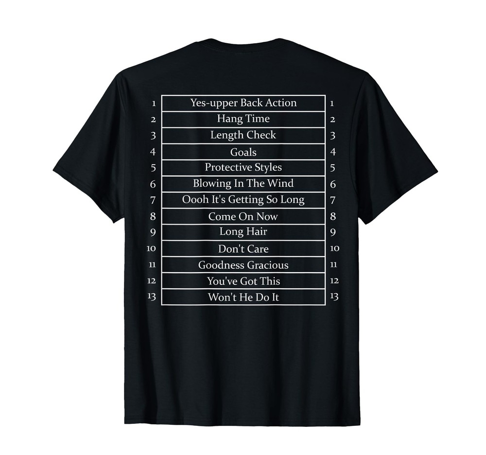 Natural Long Hair Goals Growth Length Check Chart Back Print T-Shirt