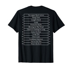 Natural Long Hair Goals Growth Length Check Chart Back Print T-Shirt
