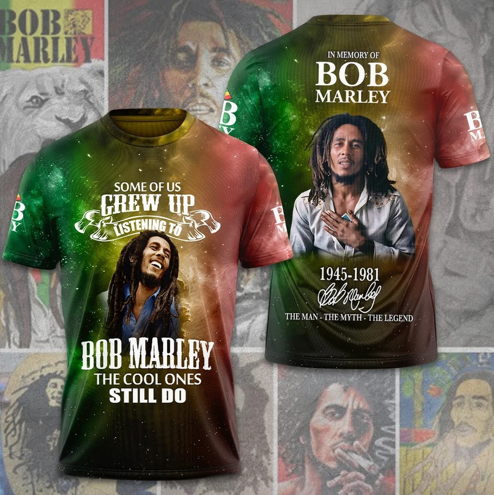 Bob Marley 1945-1981 In Memory Of Bob Marley Signature 3D T-Shirt NG3321