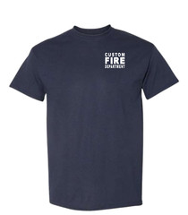 Custom Name Fire Dept T-shirt. Personalized. White Print