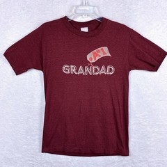 VTG A #1 Grandad Tshirt Mens L Burgundy Single Stitch Normcore 70s 80s USA