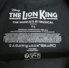 NWT Disney The Lion King The World’s #1 Musical T-Shirt Youth Size Y-L in Black