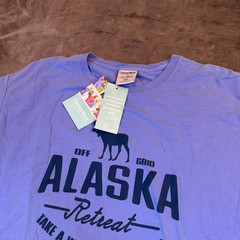 ComfortWash Hanes Alaska Retreat Graphic T-Shirt Blue Mens Large Ring Spun