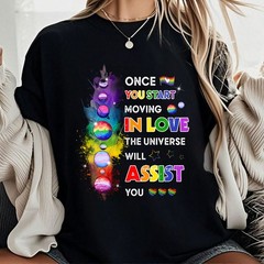 Once You Start Moving In Love Tee, LGBTQ+ Pride Month T-shirt, Rainbow Pride Tee