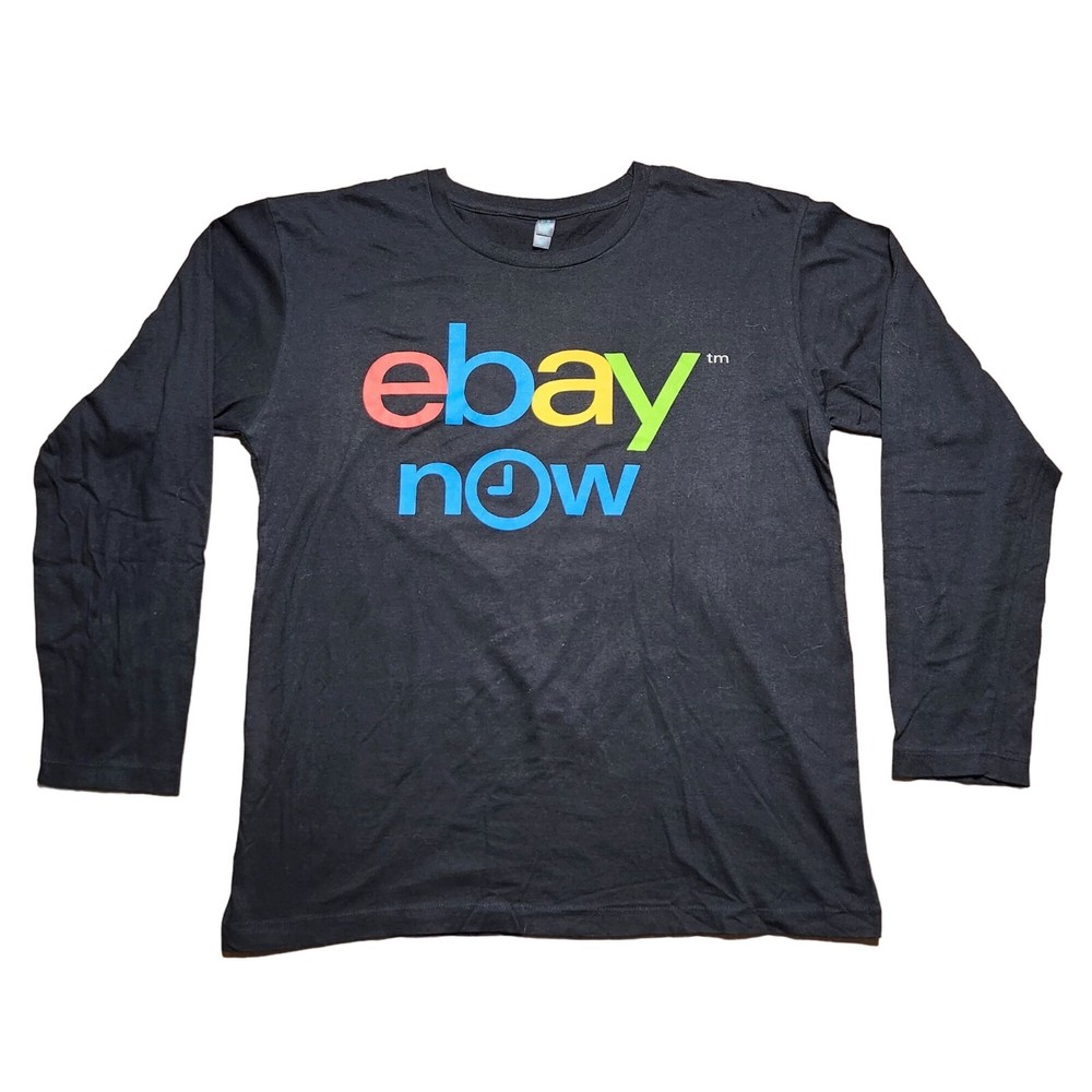 eBay Now Logo Black Long Sleeve T-Shirt Medium District Made Reseller Swag