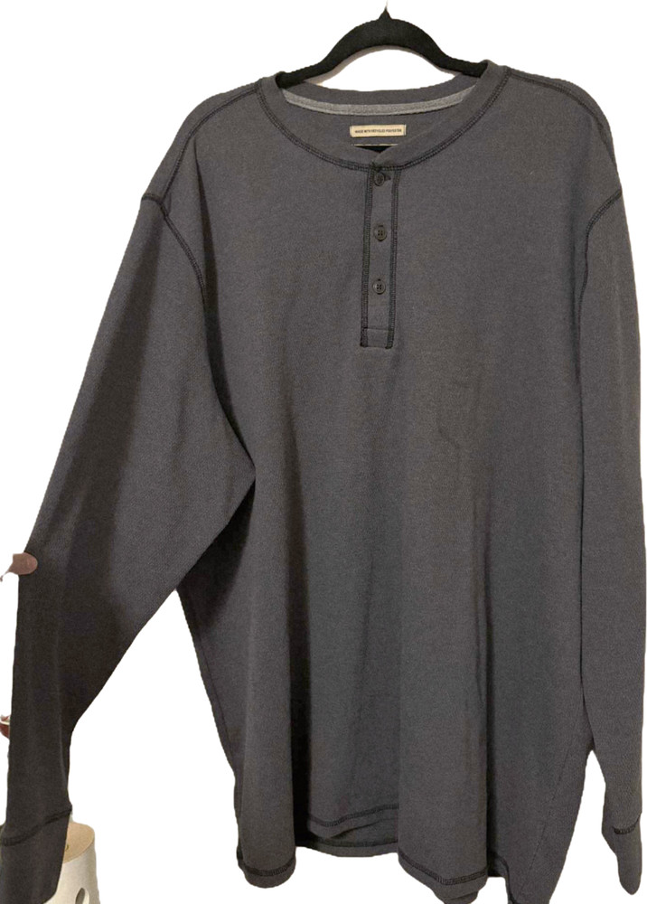 😁 NEW BIG & TALL FOUNDRY SUPPLY CO MENS GRAY HENLEY LONG SLEEVE SHIRT Size 3XLT