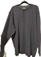😁 NEW BIG & TALL FOUNDRY SUPPLY CO MENS GRAY HENLEY LONG SLEEVE SHIRT Size 3XLT