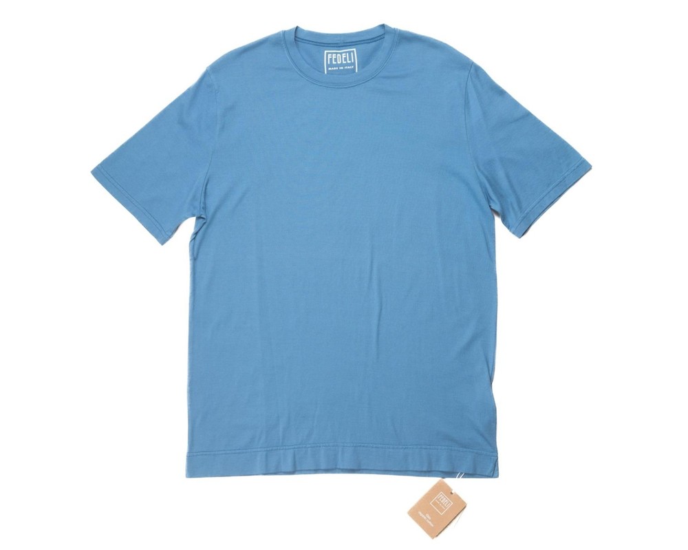 Fedeli $207 NWT Blue Extreme Giza Organic Cotton Short Sleeve T-Shirt (50 IT) M