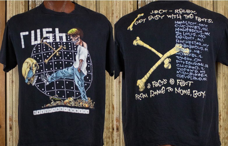 Rush Roll The Bones Pushead Concert black short sleeve tee QT7468