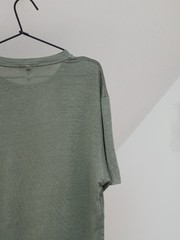 Wool & Co Men’s Khaki Green Linen Solid Tee Shirt Size L Made in Italy
