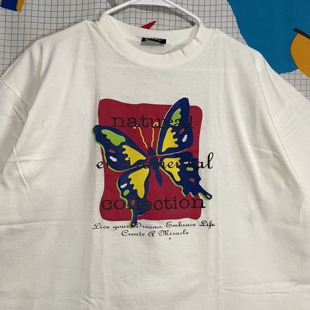Vintage 90s Chic Butterfly Tshirt Pop Art XL Natural Environmental Collection