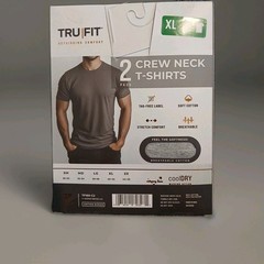 New TruFit Men’s 2 Pack Soft Cotton Tag Free Crew Neck T-Shirts Size XL Blk gray