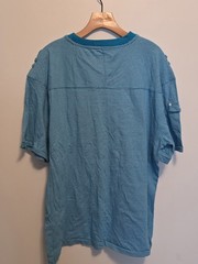 Vtg Smoke Rise T-Shirt Vintage Look Turquoise Striped Pocket Epaulettes XL NEW