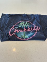 Chubbies Shirt Mens Medium Navy Blue Palm Tree Weekend Tee T-Shirt Casual Beach