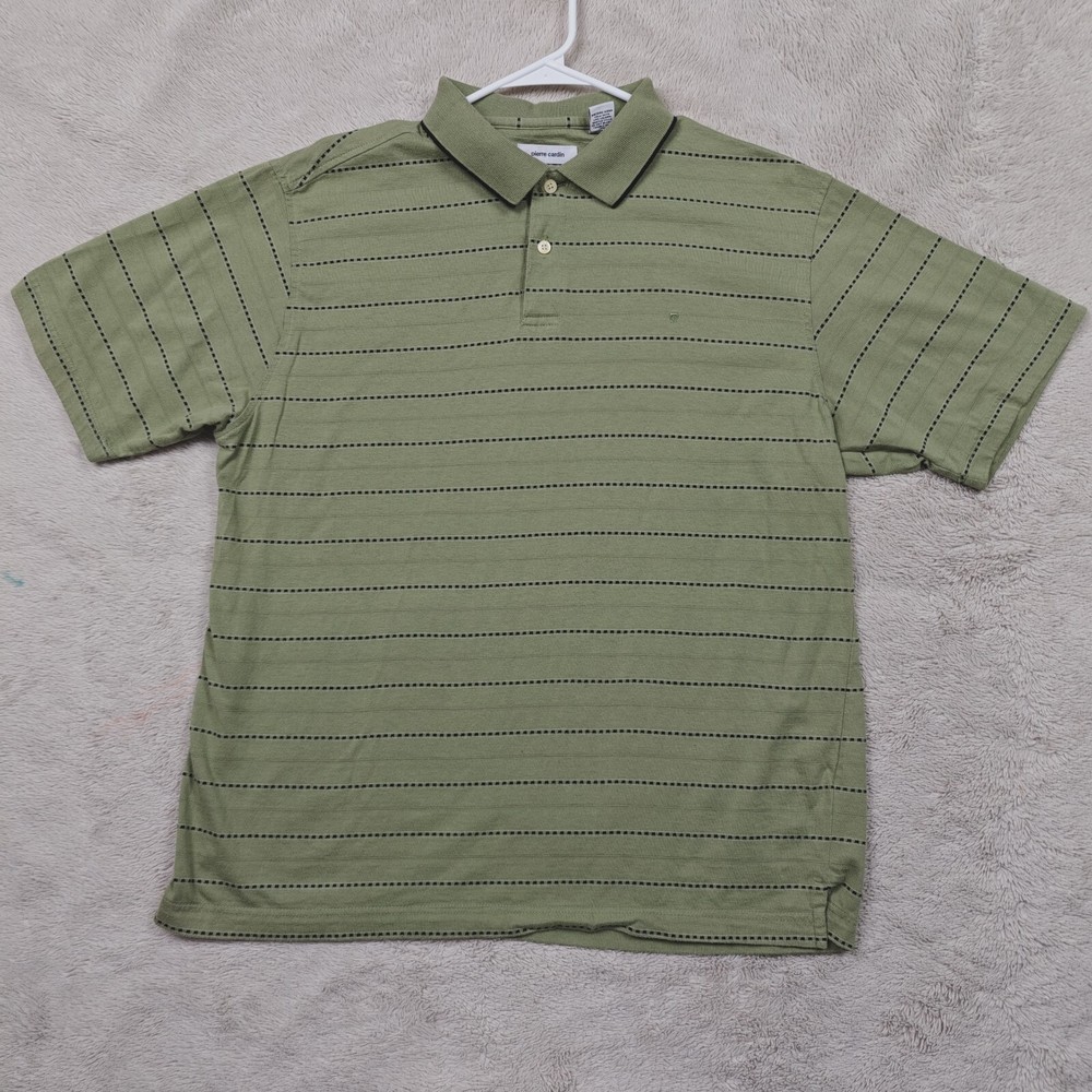 VTG Pierre Cardin Polo Shirt Men’s XL Striped Green Retro Embroidered Logo
